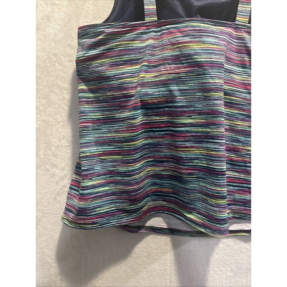 Lands End Tankini Swimsuit Top Women's Size 20W Square Neck Underwire Stripe NWT - Picture 9 of 16